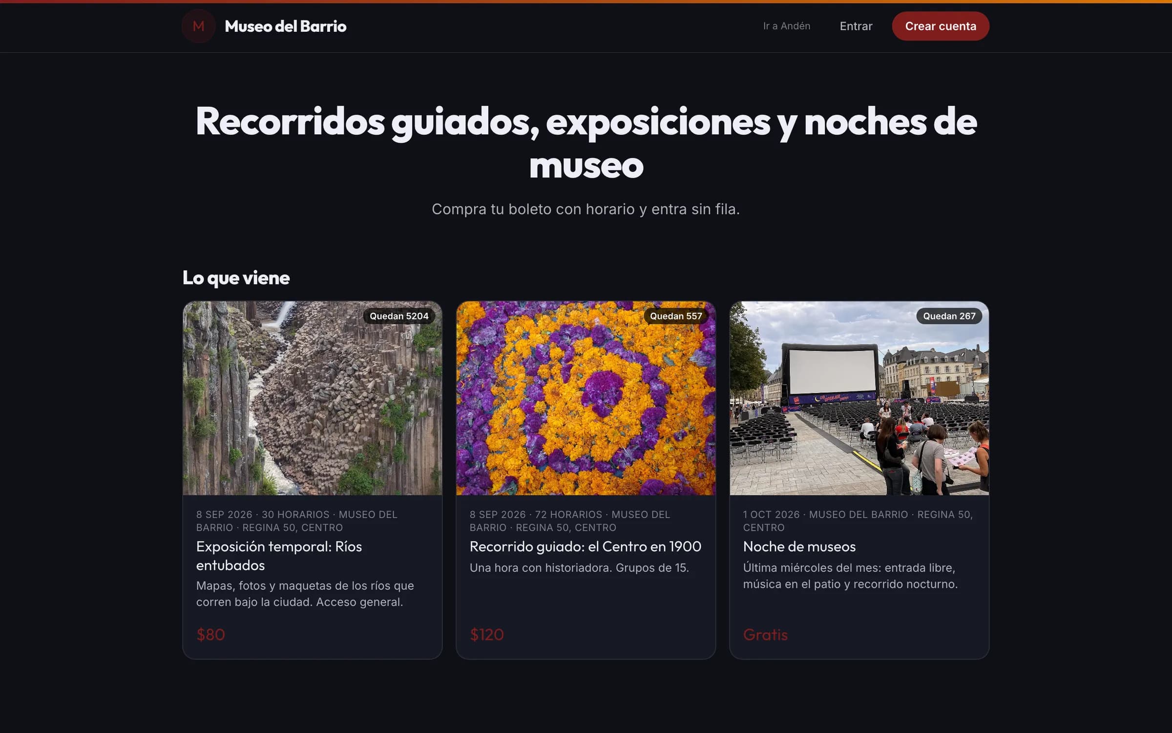 El sitio público con los recorridos publicados